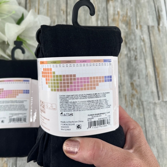 Women's Dot Back Seam & Opaque Tights Pantyhose 2, 2-Packs Size XL - Picture 6 of 6